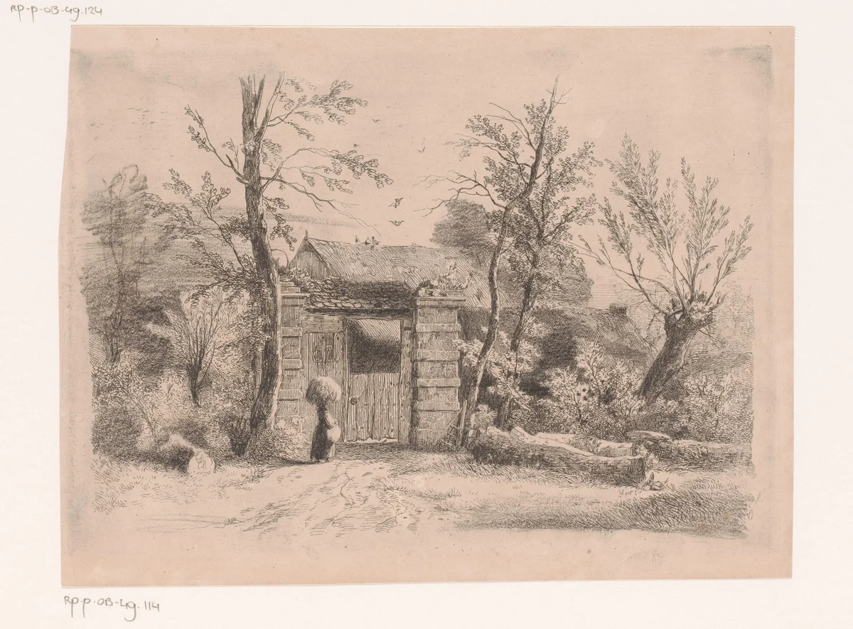 Toegang van een boerderij in de omgeving van Brussel by Paulus Lauters, print, 1850