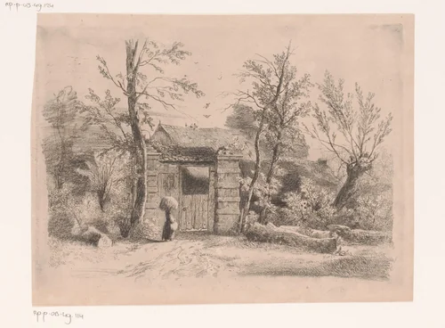 Toegang van een boerderij in de omgeving van Brussel by Paulus Lauters, print, 1850