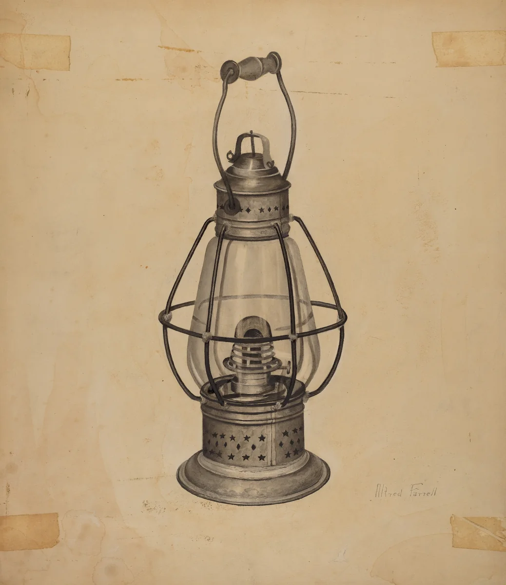 Coal Oil Lantern by Alfred Farrell, index of american design, 1939