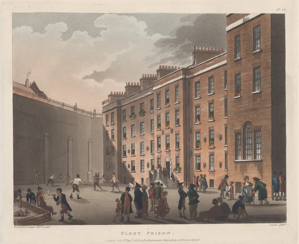 Fleet Prison by Thomas Rowlandson, print, 1808