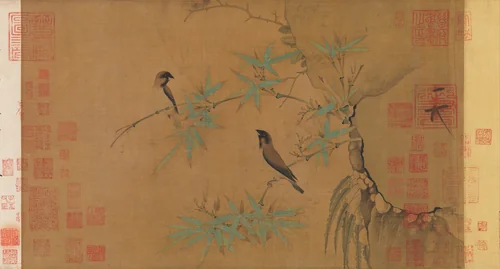 Finches and bamboo by Emperor Huizong, painting, 960-1127