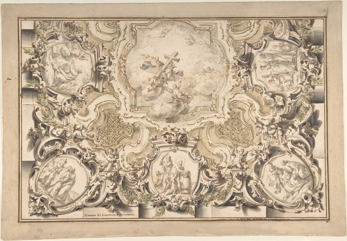 Design for a Church Ceiling by Vincenzo dal Rè, drawing, 1700-1762