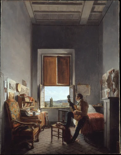 Léon Pallière (1787–1820) in His Room at the Villa Medici, Rome by Jean Alaux, painting, 1817