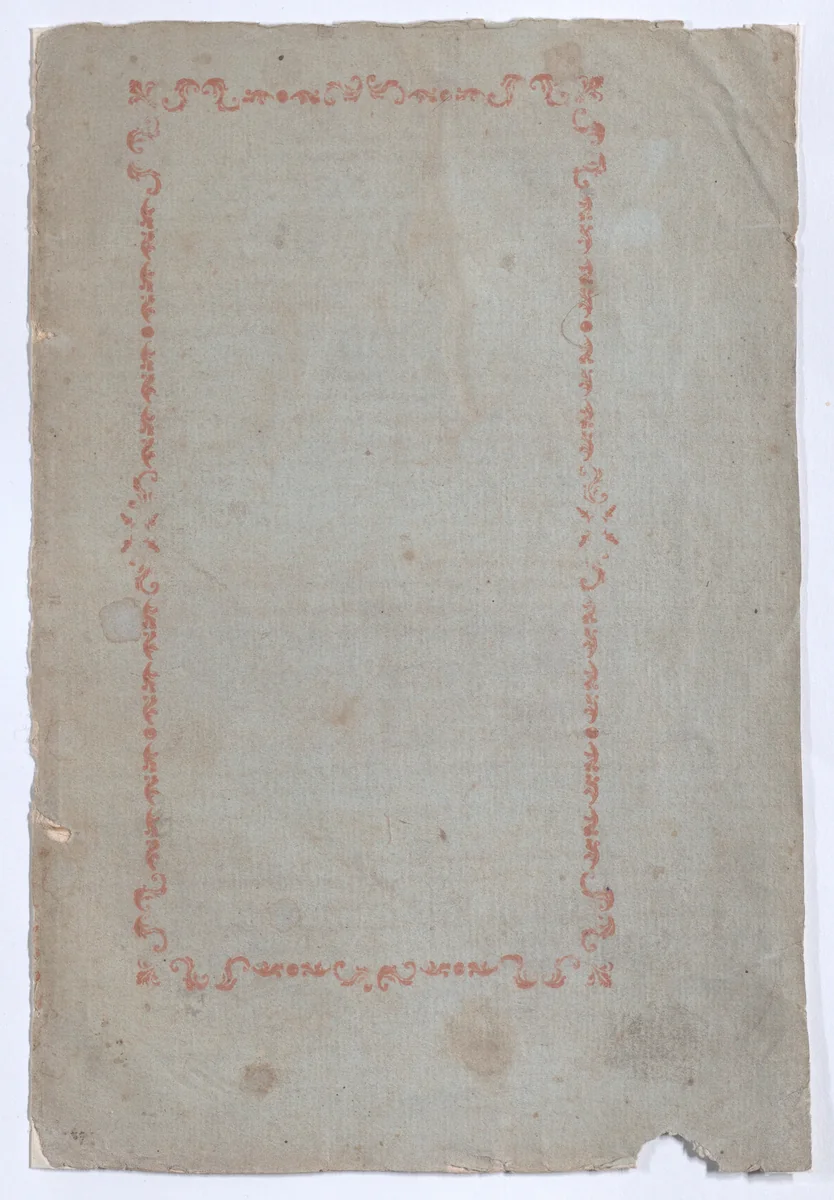 Sheet with red rectangular design by anonymous, print, 1800-1900