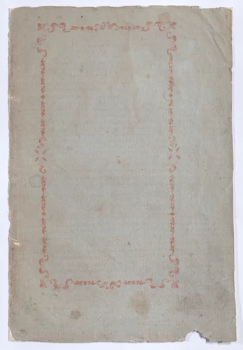 Sheet with red rectangular design by anonymous, print, 1800-1900