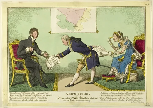 A New Mode of Presenting Two Addresses at Once by Charles Williams, print, 1818