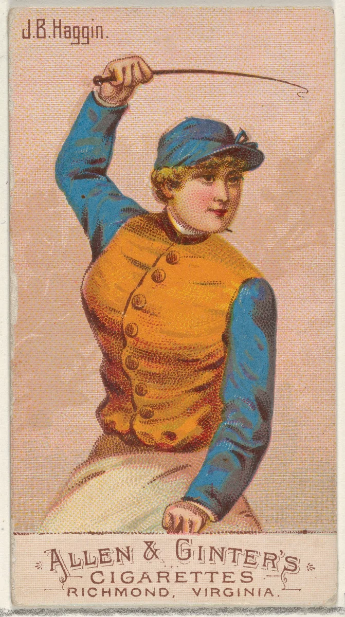 J.B. Haggin, from the Racing Colors of the World series (N22b) for Allen & Ginter Cigarettes by Allen & Ginter, print, 1888