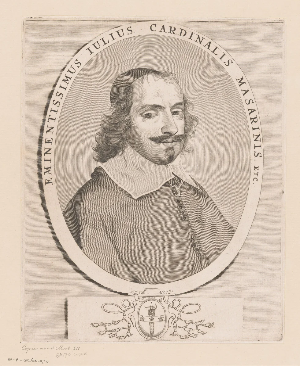 Portret van kardinaal Jules Mazarin by anonymous, print, 1630-1750