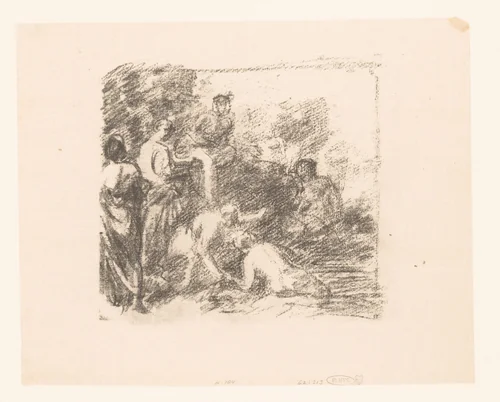 Studie van zes baadsters by Henri Fantin-Latour, print, 1903-1904