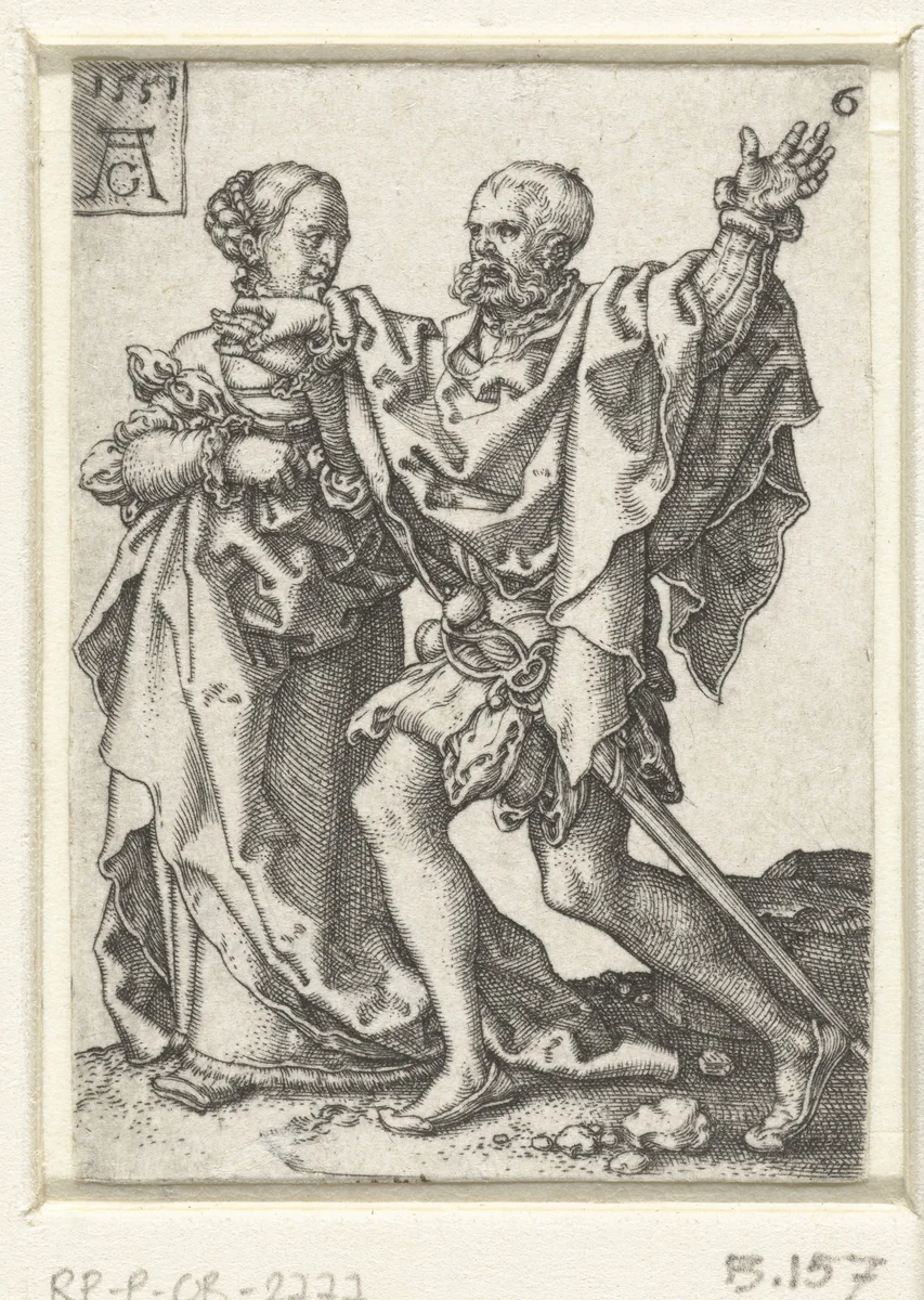 Dansend paar by Unknown, print, 1551