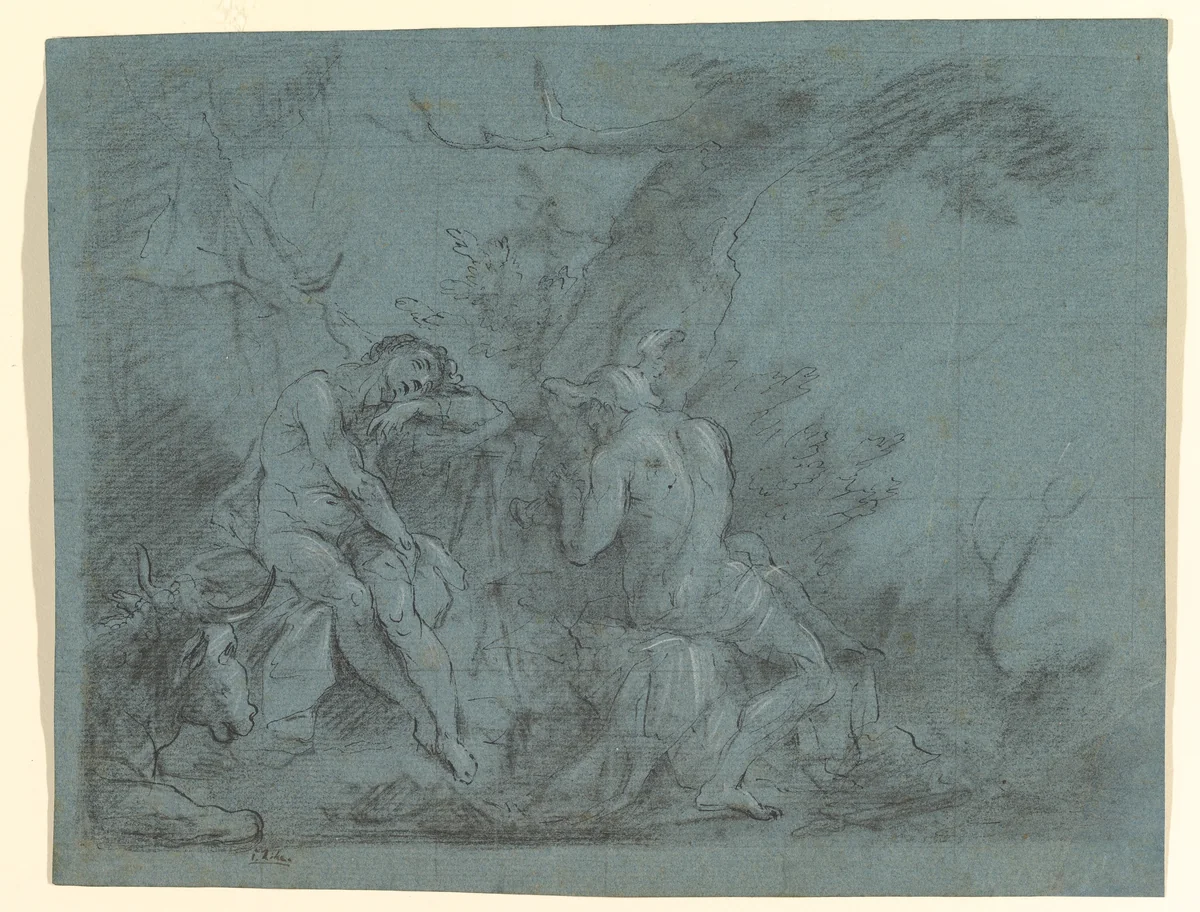 Mercury and Argus by Januarius Zick, drawing, 1750-1797