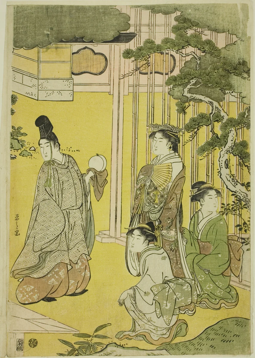 Wakana, Part 1 (Wakana, jo), from the series "A Fashionable Parody of the Tale of Genji (Furyu yatsushi Genji)" by Chobunsai Eishi, print, 1784-1799