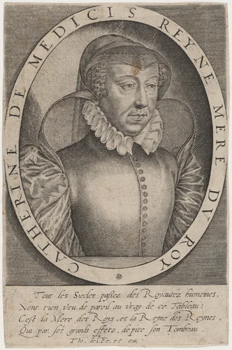Catherine de Medici, Wife of Henry II of France by Thomas de Leu, print, 1560-1620