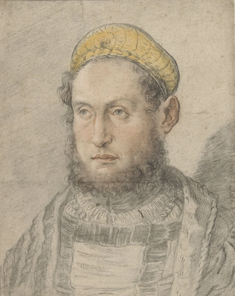 A Man with a Beard and Gold Cap by Hans Burgkmair, drawing, 1505-1507