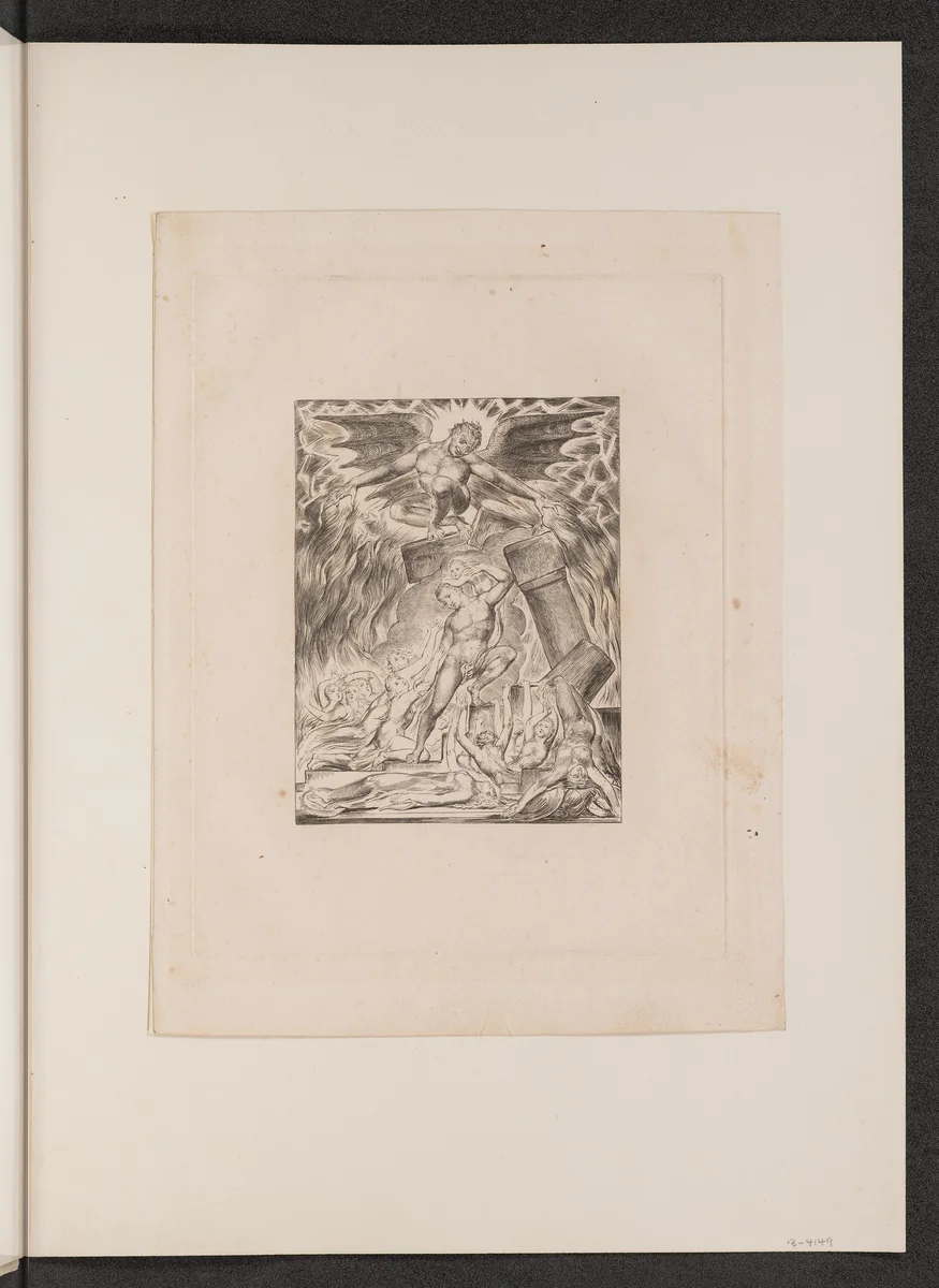 Job's Sons and Daughters Overwhelmed by Satan by William Blake, portfolio, 1825