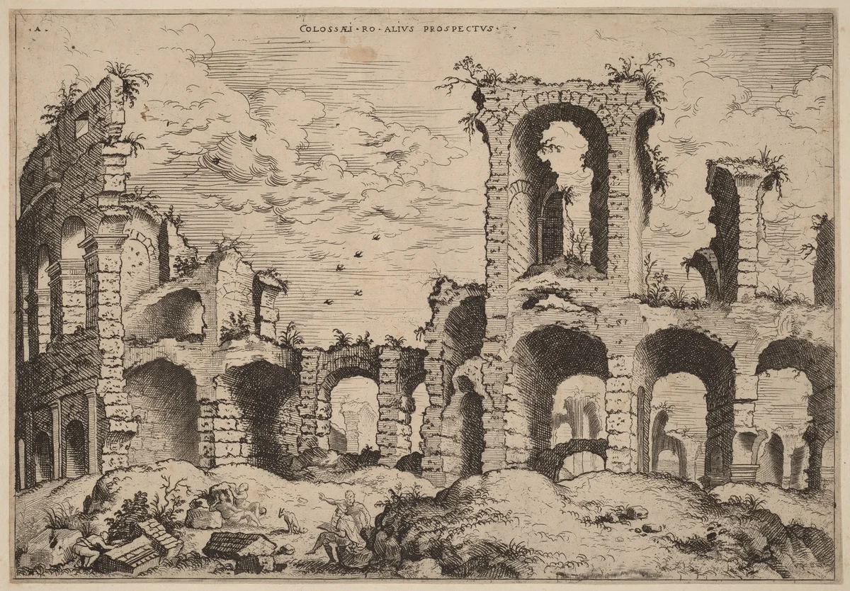 Second View of the Colosseum by Hieronymus Cock, print, 1550