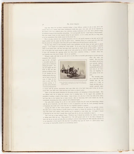 "The party in camp on the top of the Glacier after a day's journey inland. Dr. Hayes may be se en at the right-hand side of the tent." by George P. Critcherson, John L. Dunmore, William Bradford, photograph, 1869