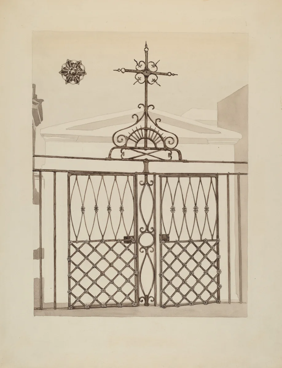 Cast and Wrought Iron Fence by Aurelia Arbo, index of american design, 1936