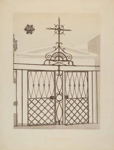 Cast and Wrought Iron Fence by Aurelia Arbo, index of american design, 1936