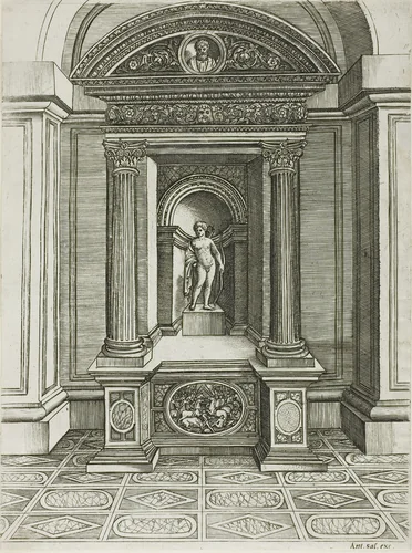 The Altar of Love by Agostino dei Musi, print, 1510-1536