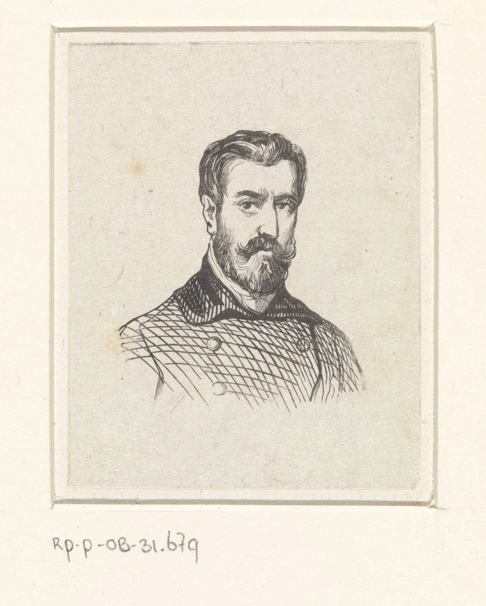 Zelfportret van Henri Dillens by Henri Dillens, print, 1841-1842