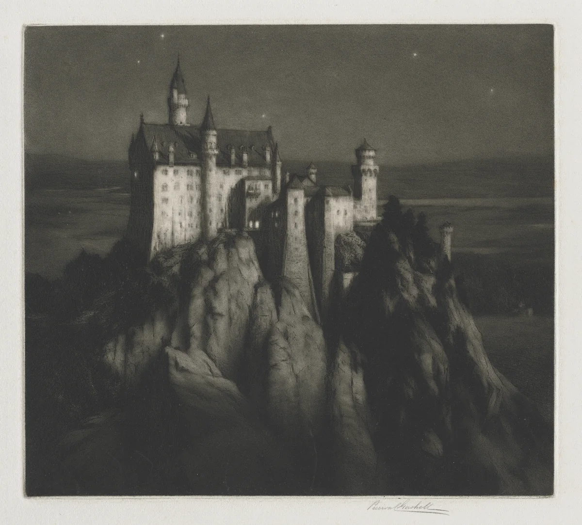 Castle Neuschwanstein by George Percival Gaskell, print