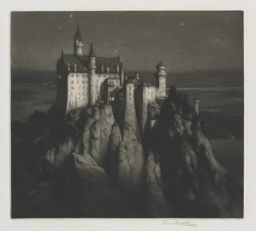 Castle Neuschwanstein by George Percival Gaskell, print