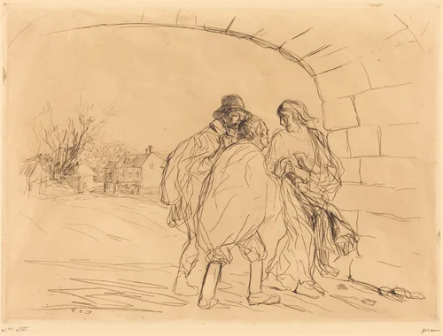 La rencontre sous la voute (1ère planche) (The Meeting under the Arch) (first plate) by Jean-Louis Forain, print, 1910