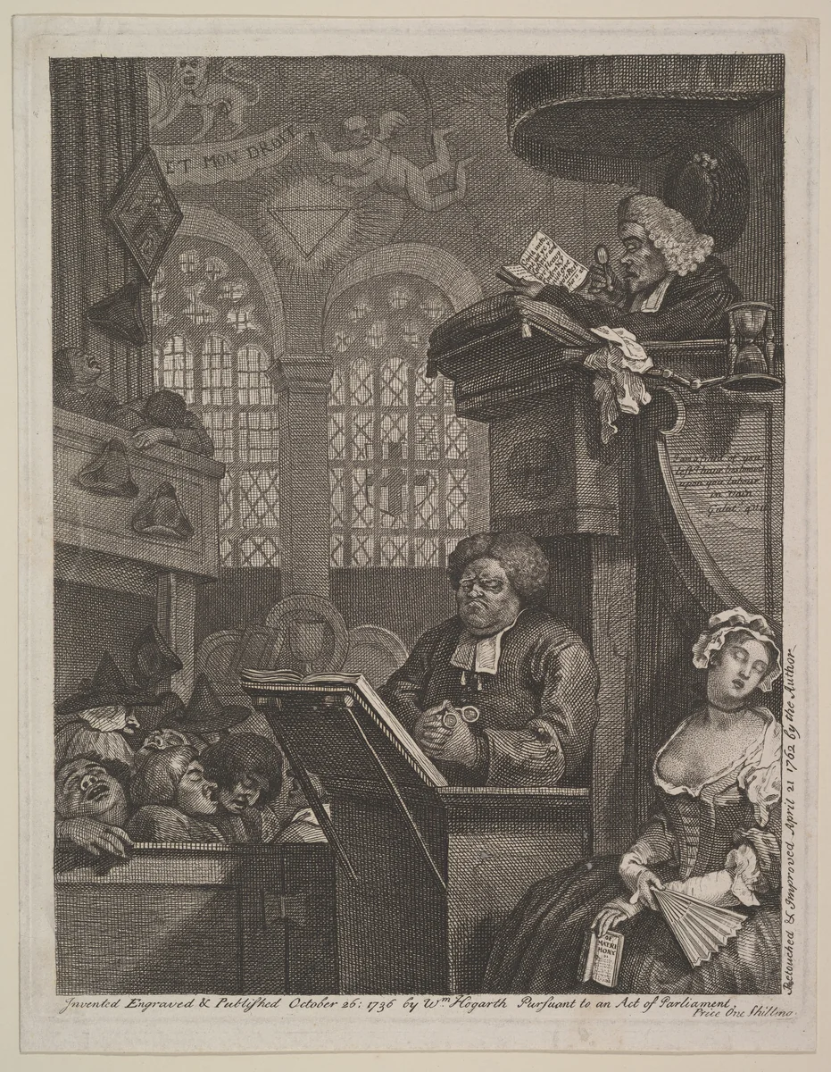 The Sleeping Congregation by William Hogarth, print, 1762