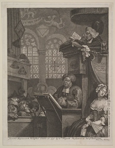 The Sleeping Congregation by William Hogarth, print, 1762
