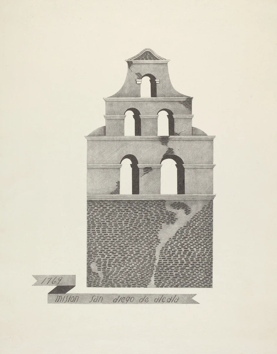Mision San Diego de Alcala by James Jones, index of american design, 1935-1942