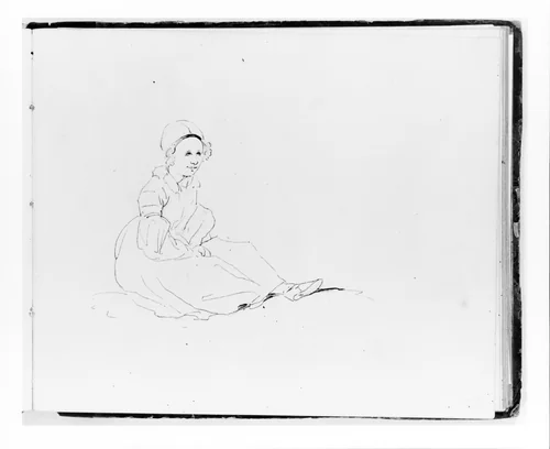 Girl Seated (from Sketchbook) by Francis William Edmonds, artwork, 1835-1839