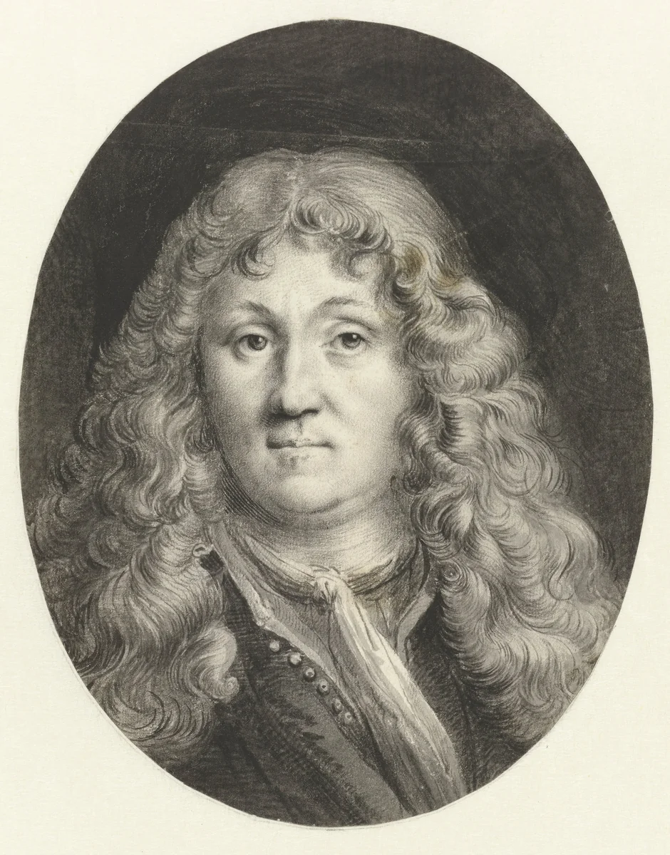 Zelfportret van Ludolf Bakhuysen by Ludolf Bakhuysen, drawing, 1662