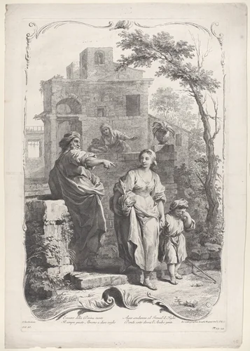 Hagar Sent into the Wildnerness by Francesco Bartolozzi, print, 1758