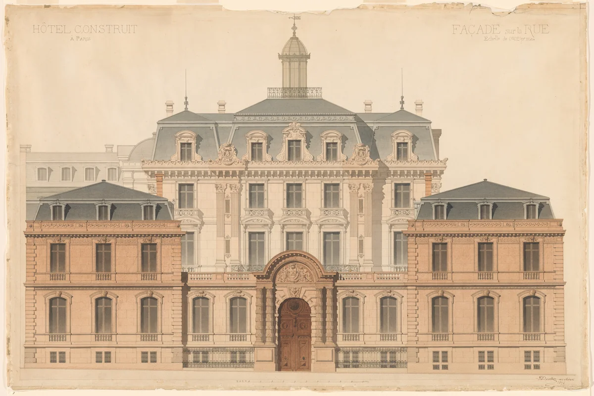 Presentation Drawing of the Hôtel de Camondo by Denis-Louis Destors, drawing, 1876