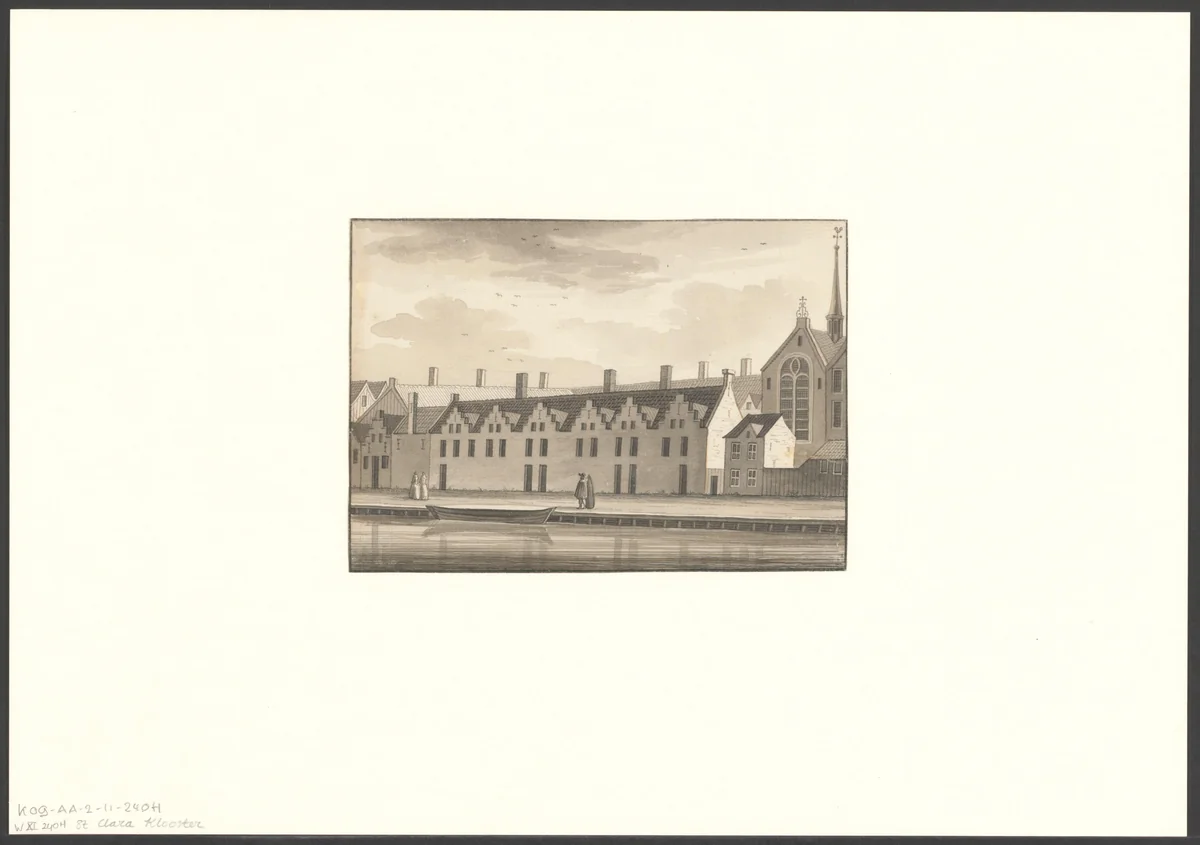 Gezicht op het Sint Claraklooster by anonymous, drawing, 1700-1799