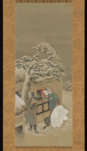 In Front of a Shop by Katsushika Hokusai (葛飾 北斎), painting, 1780