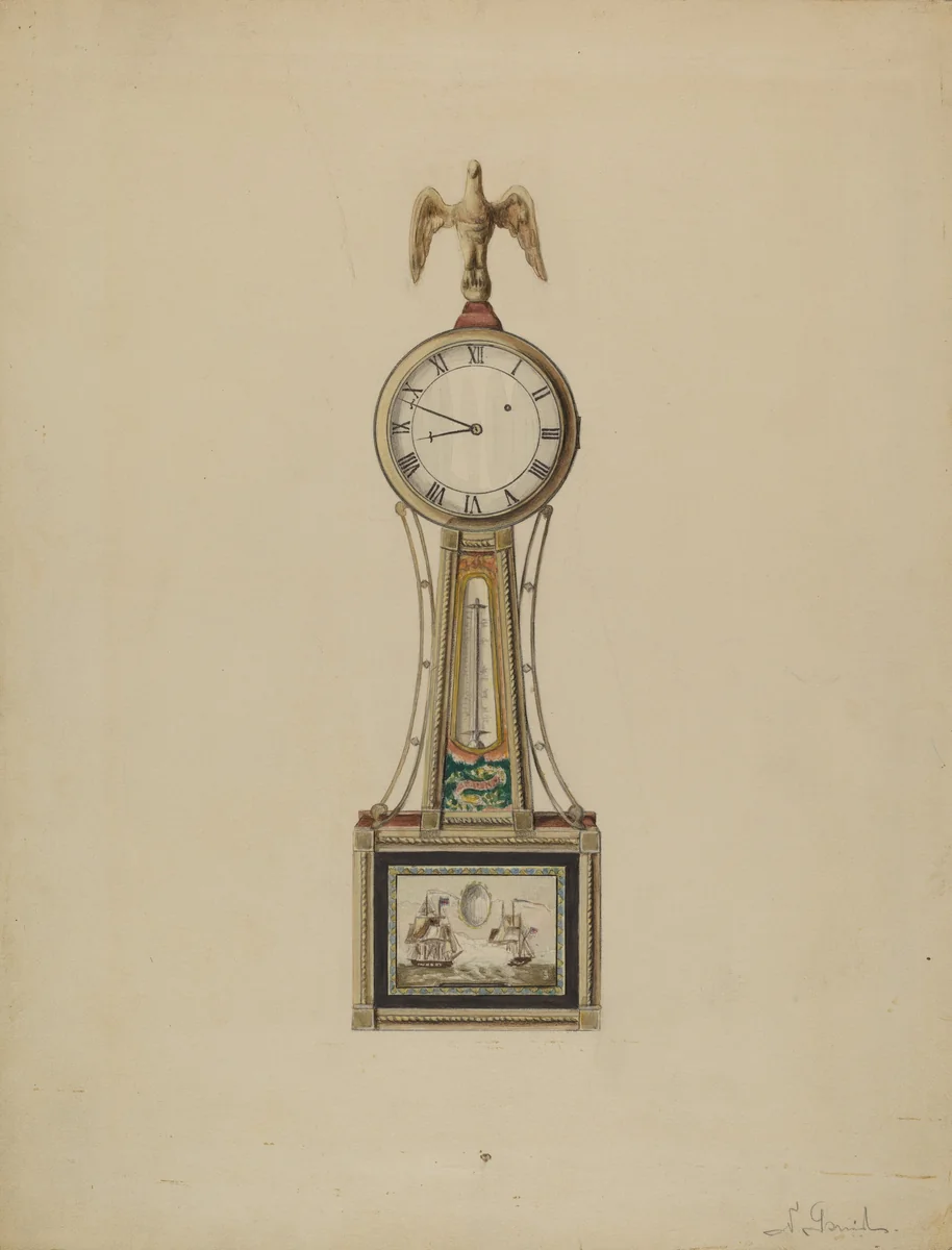 Banjo Clock by Nicholas Gorid, index of american design, 1936