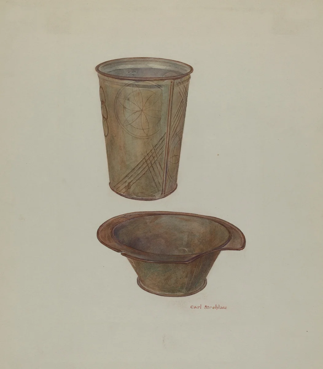 Pa. German Shaving Mug and Basin by Carl Strehlau, index of american design, 1940