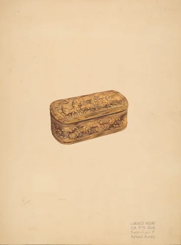 Carved Storage or Pin Box by Rolland Ayres, index of american design, 1939