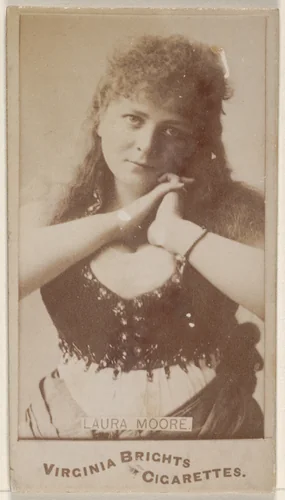 Laura Moore, from the Actors and Actresses series (N45, Type 1) for Virginia Brights Cigarettes by Allen & Ginter, photograph, 1885-1891