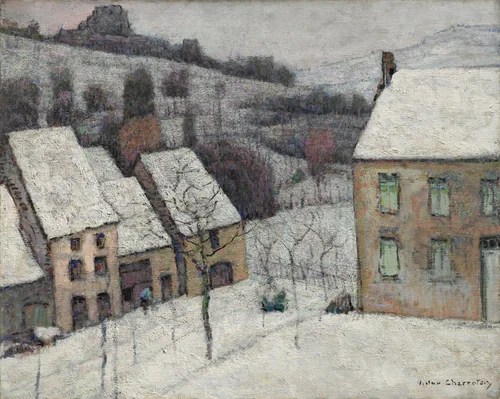 Murol in the Snow by Victor Charreton, painting, 1915-1925