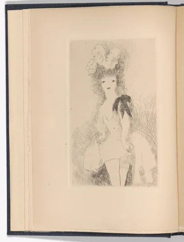 Jeune fille au nœud noir (Girl with the Black Bow) (frontispiece) from Dix filles dans un pré (Ten Girls in a Meadow) by Marie Laurencin, illustrated book, 1926