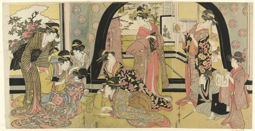 Drawing Lots for Prizes (Ho biki) by Kitagawa Utamaro (喜多川歌麿), print, 1793-1803