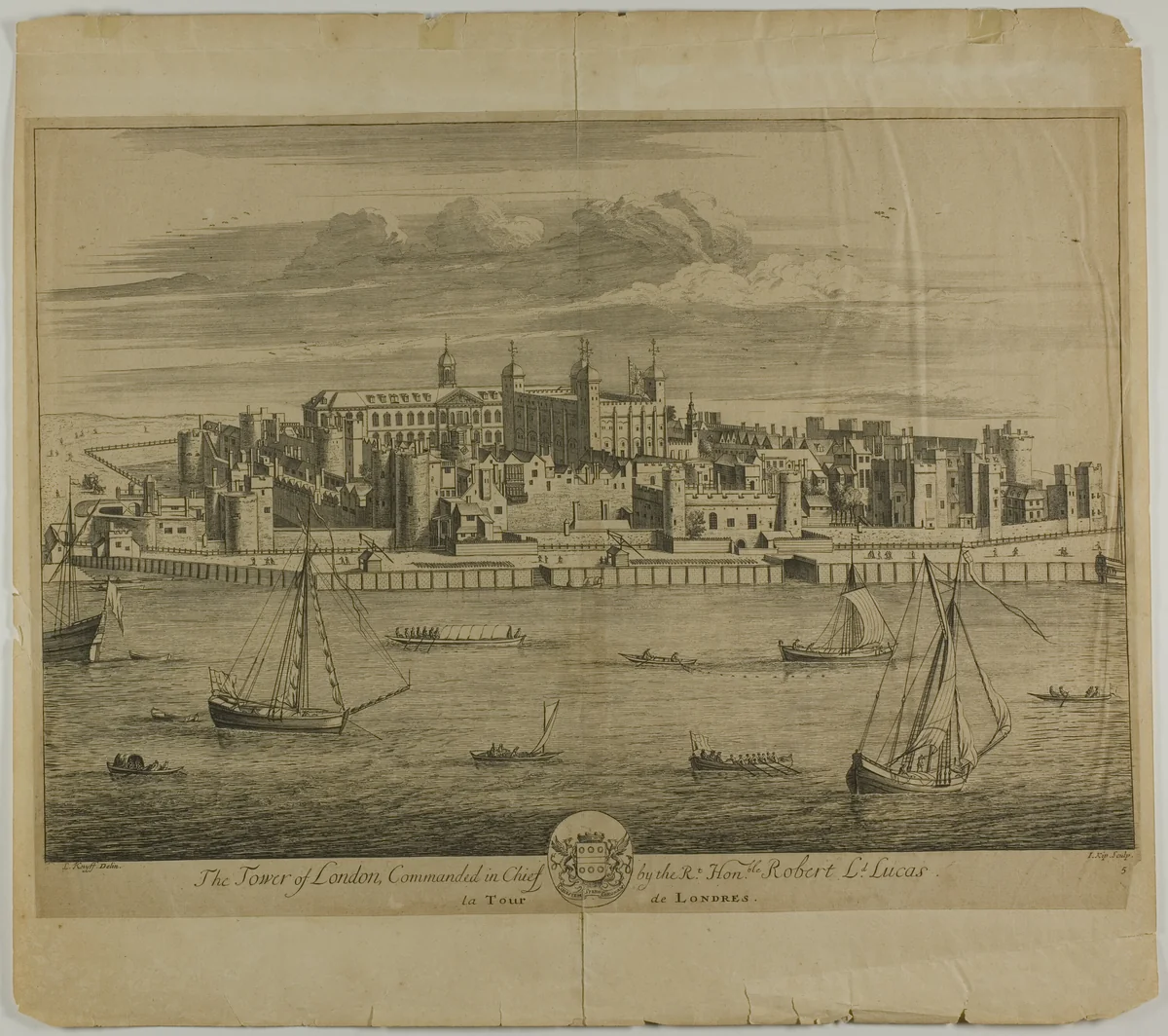 The Tower of London, plate five from Britannia Illustrata by Jan Kip, print, 1707