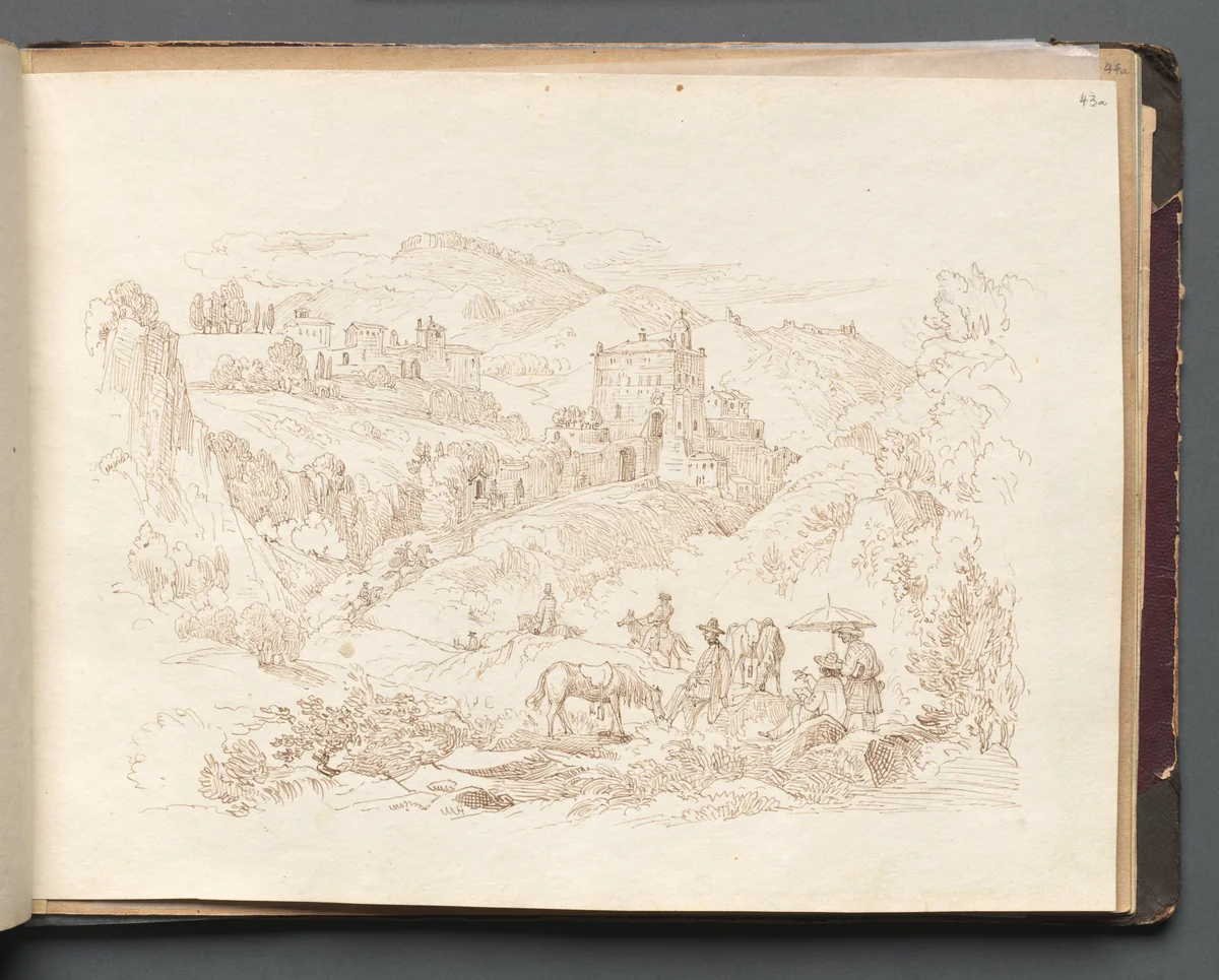 Album with Views of Rome and Surroundings, Landscape Studies, page 43a: Roman Landscape by Franz Nadorp, book, 1830-1870