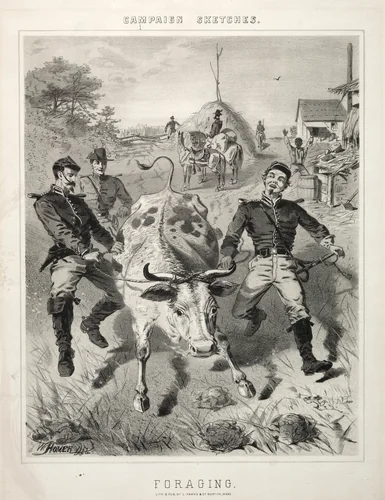 Campaign Sketches: Foraging by Winslow Homer, print, 1863