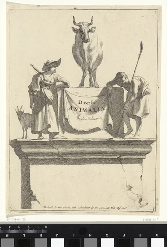 Titelprent voor 'Diversa Animalia' by Jan de Visscher, print, 1643-1706