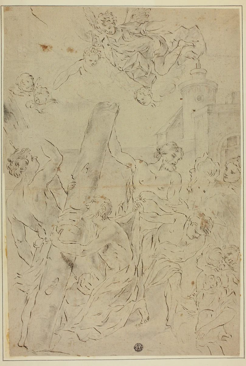 Saint Andrew Adoring the Cross by Giovanni Battista Gaulli, drawing, 1659-1709