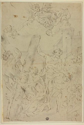 Saint Andrew Adoring the Cross by Giovanni Battista Gaulli, drawing, 1659-1709